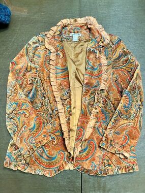 katie todd Multi color Paisley Ruffle-Trim Blazer